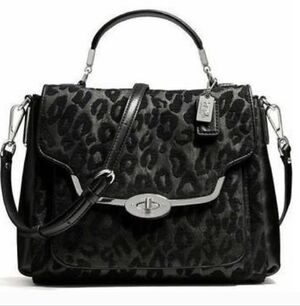 Coach Madison Small Sadie Satchel Crossbody Chenille Leopard Print Metallic Bag